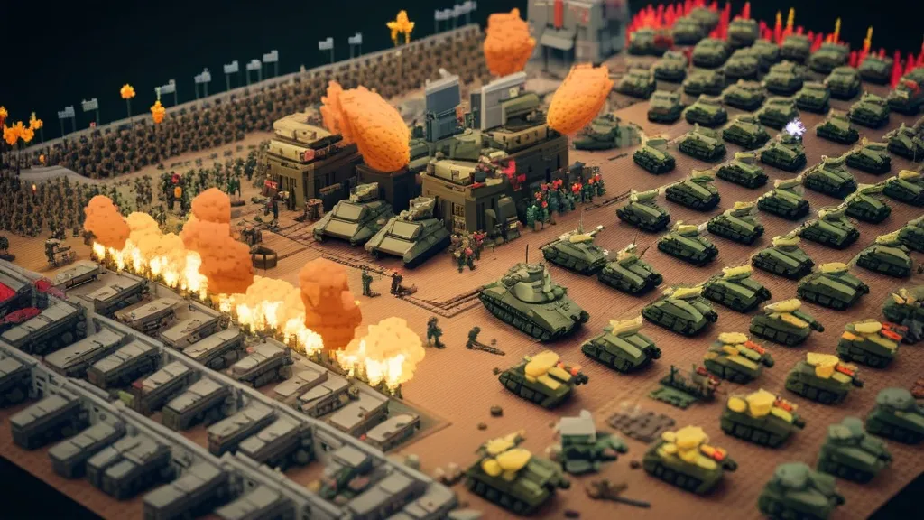 Colorful pixelated warriors engaging in a dynamic battle on a digital battlefield, showcasing retro-style graphics and intense action typical of pixel battle games.