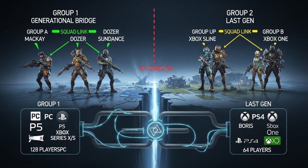 Battlefield 2042 crossplay platform groups visual guide.