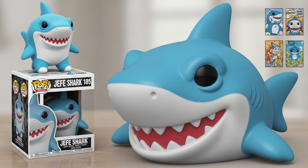  Jeff the Land Shark collectibles including plush, Funko Pop, and comics.