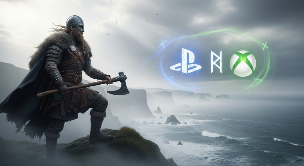 Viking silhouette representing PlayStation waiting for Valheim crossplay integration.